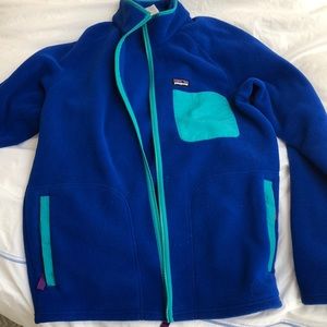 Mens Full Zip Patagonia Fleece blue and green